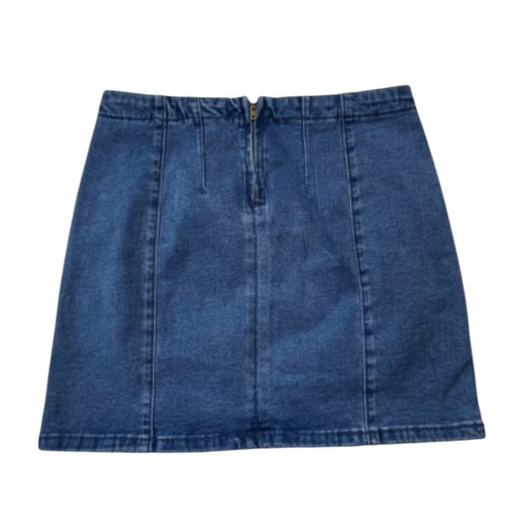 Y2K VINTAGE FOREVER 21 Women’s SZ M Pleated Denim Blue Jean Mini Skirt Festival - Picture 5 of 13